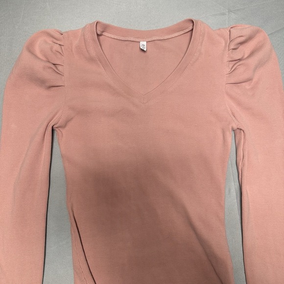 Reoria Dusty Rose Body Suit Small Leg O Mutton Sleeve Victorian Chic Ribbed Fem - Picture 7 of 10